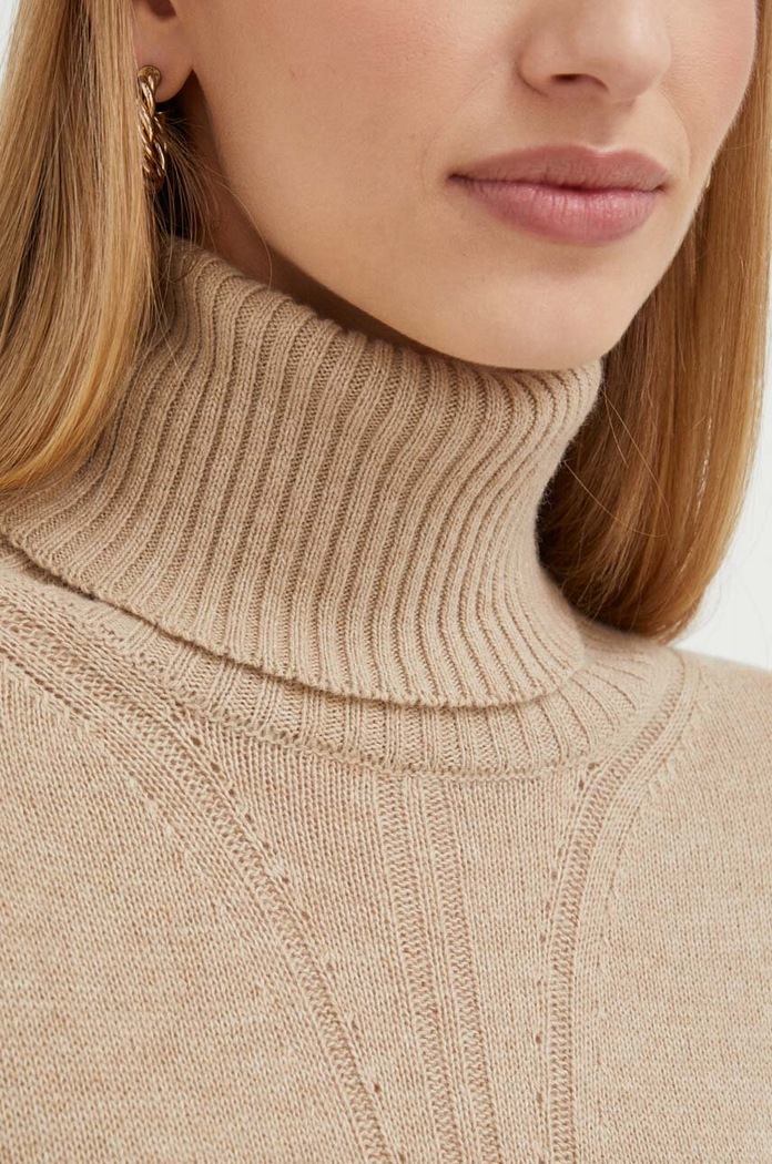 Trussardi sweter z domieszką wełny 56M00615.0F000779 beżowy