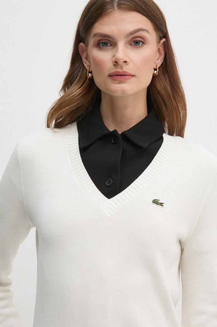 Pulover de bumbac Lacoste AF3324 bej