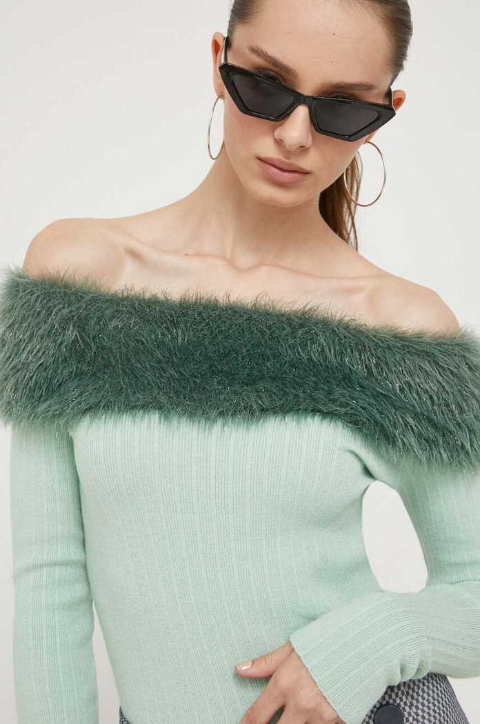 Blugirl Blumarine maglione spalle scoperte verde RF3218.MAG31