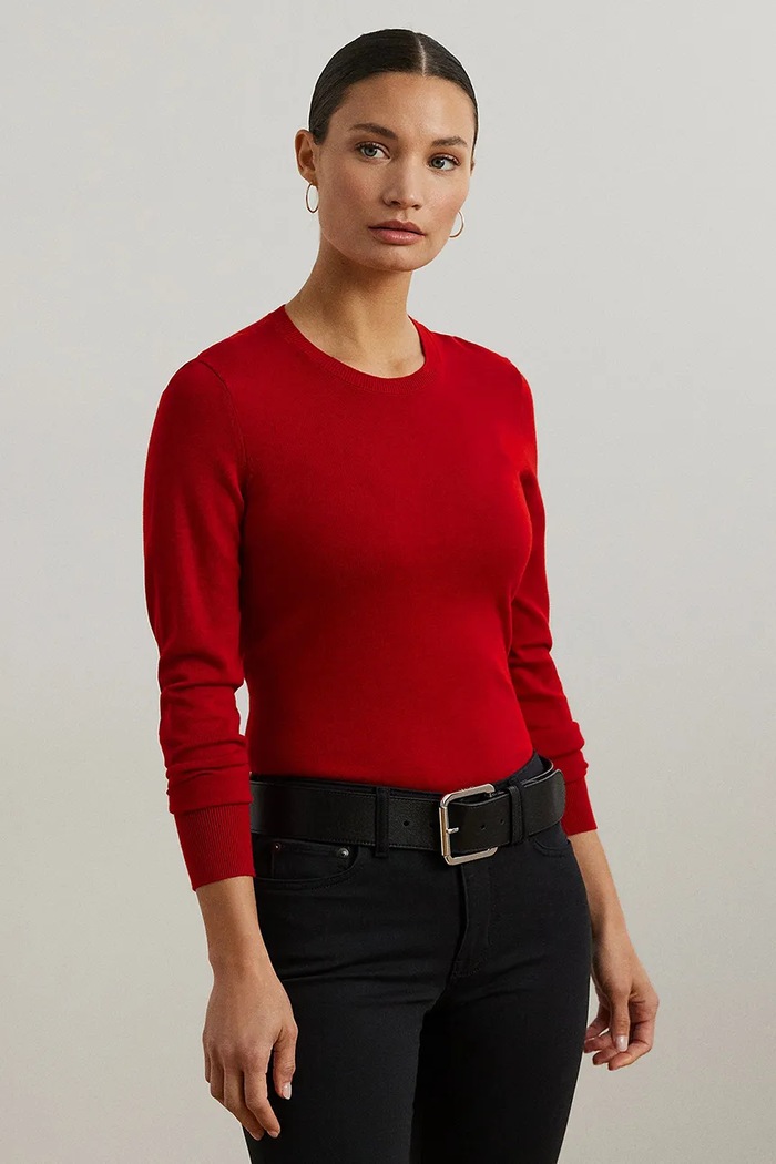 Sveter Lauren Ralph Lauren okrúhly červená 200919114