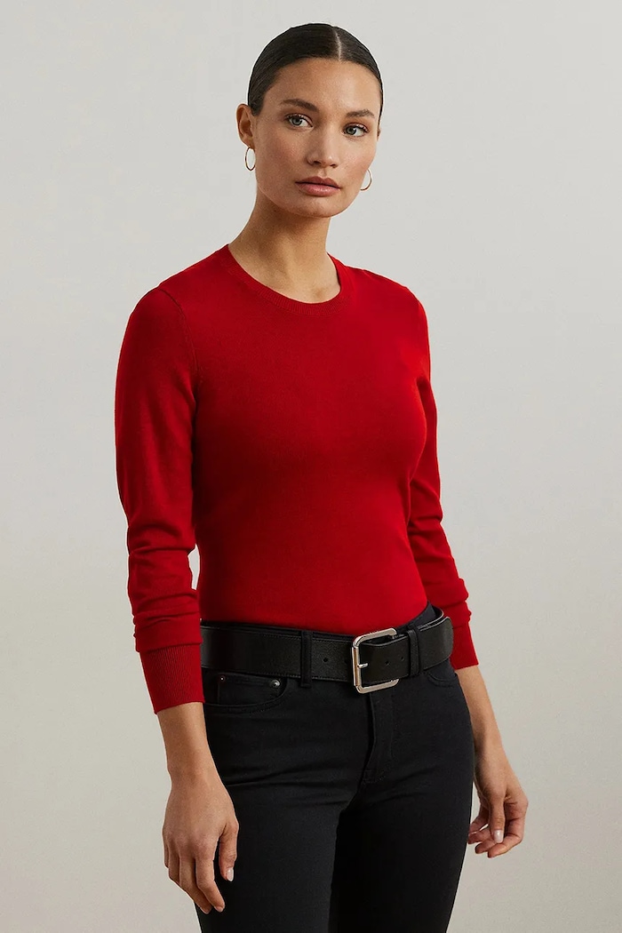 Sveter Lauren Ralph Lauren okrúhly červená 200919114