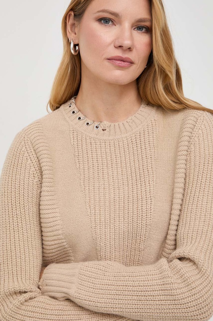 Patrizia Pepe sweter z domieszką wełny beżowy 2K0196.K138