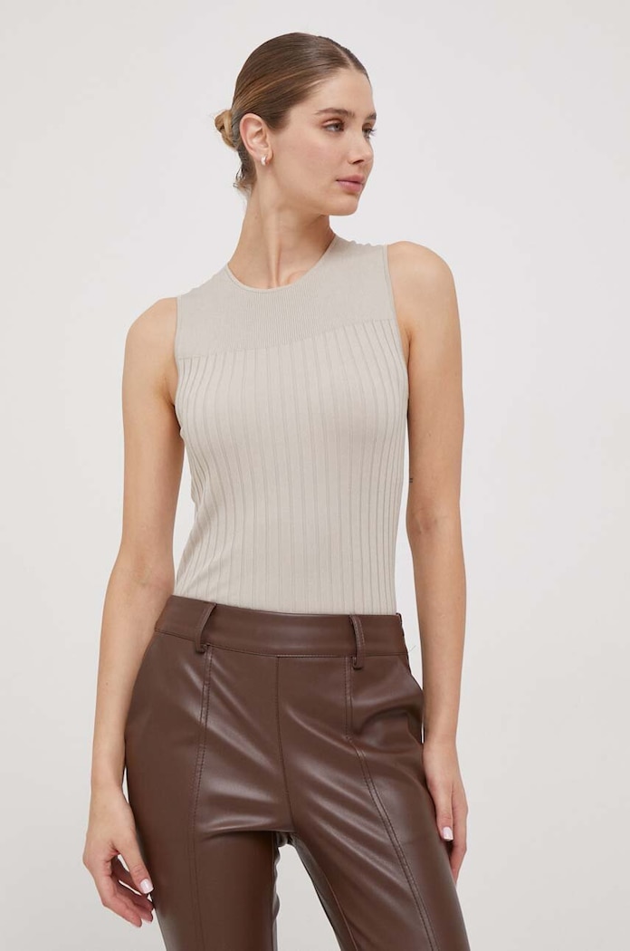 Calvin Klein top z elastanem beżowy K20K206183