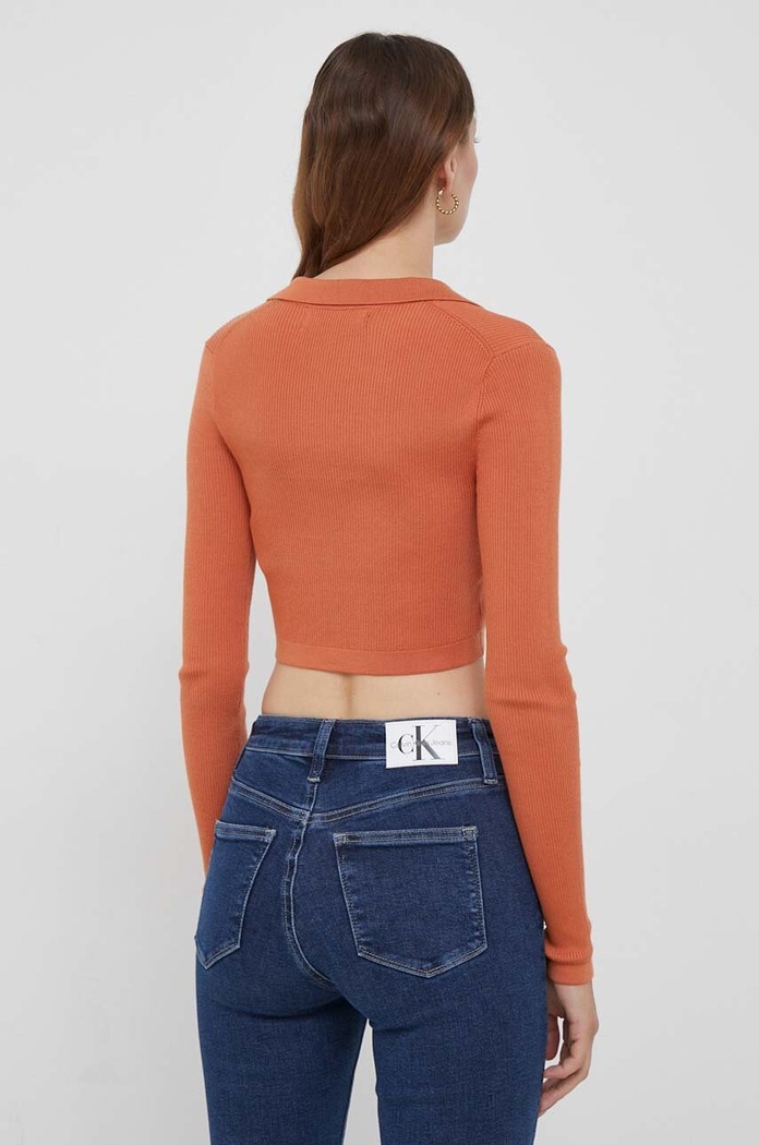 Oblečenie Tričko s dlhým rukávom Calvin Klein Jeans J20J221969 oranžová