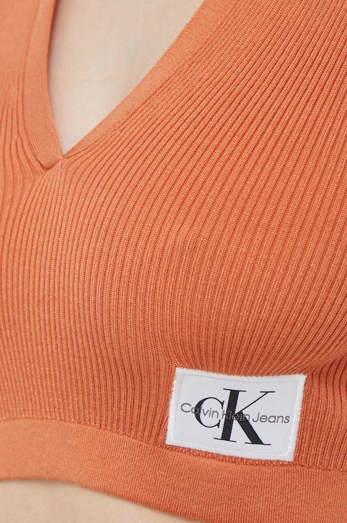 Tričko s dlhým rukávom Calvin Klein Jeans J20J221969 oranžová
