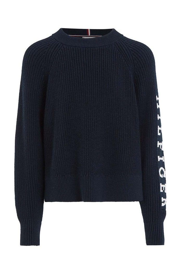 Detský bavlnený sveter Tommy Hilfiger KG0KG07480.128.176.9BYX tmavomodrá AW23