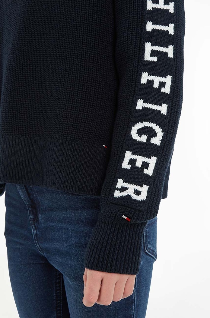 Detský bavlnený sveter Tommy Hilfiger KG0KG07480.128.176.9BYX tmavomodrá