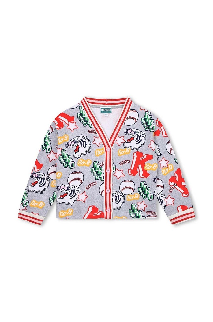 Dětský bavlněný kardigan Kenzo Kids středně silná šedá K15678.114.150