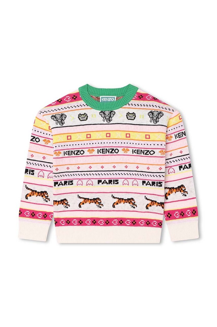 Kenzo Kids sweter z domieszką wełny dziecięcy z domieszką wełny beżowy K15683.86.108