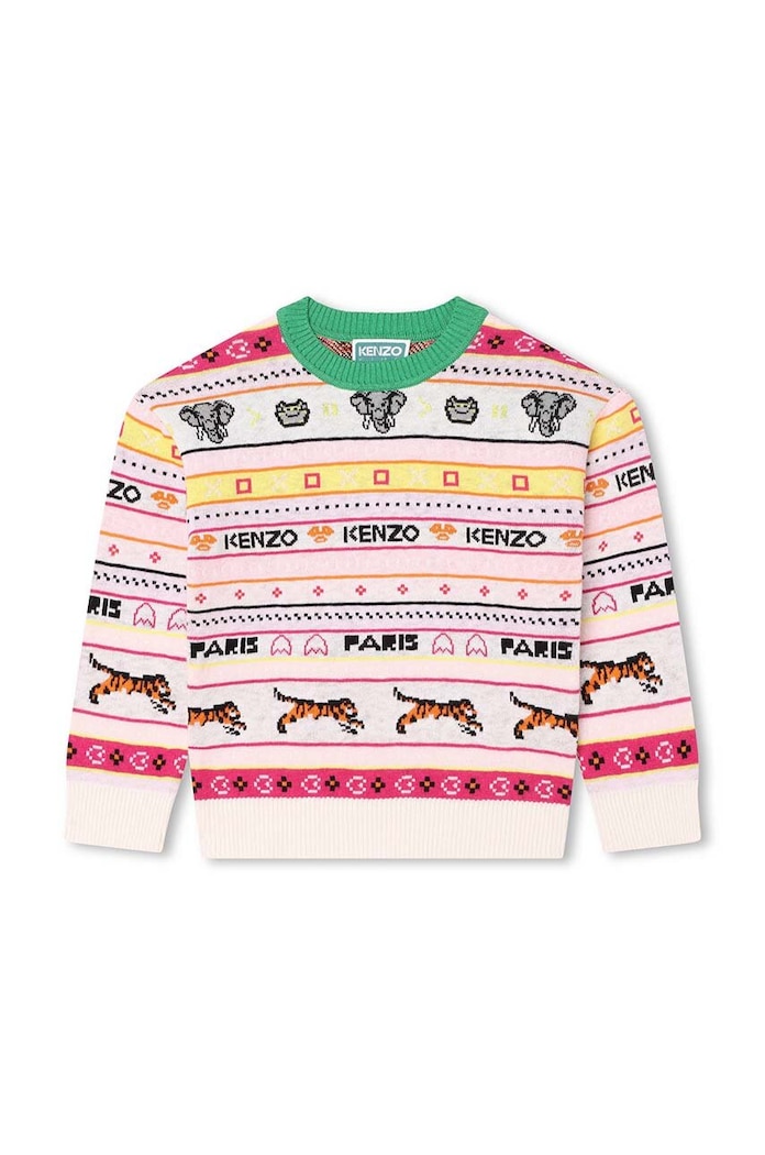 Kenzo Kids sweter z domieszką wełny dziecięcy z domieszką wełny beżowy K15683.86.108