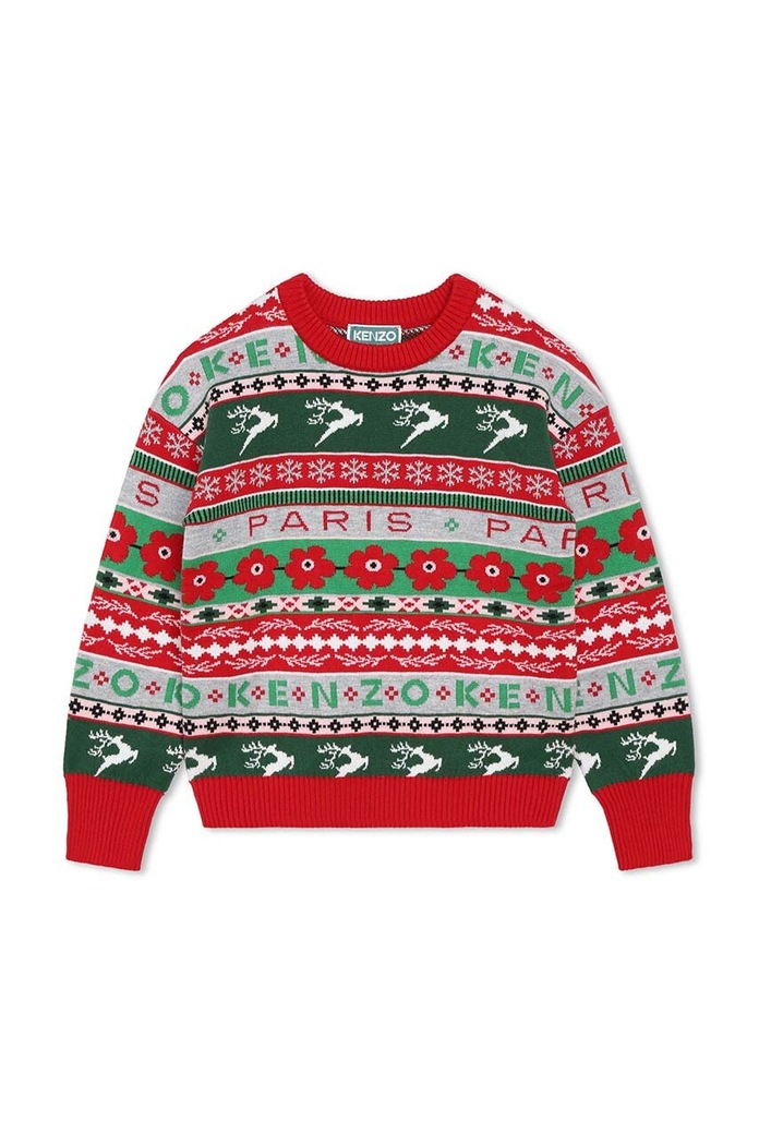 Kenzo Kids sweter z domieszką wełny dziecięcy K15733.102.108 czerwony AW23