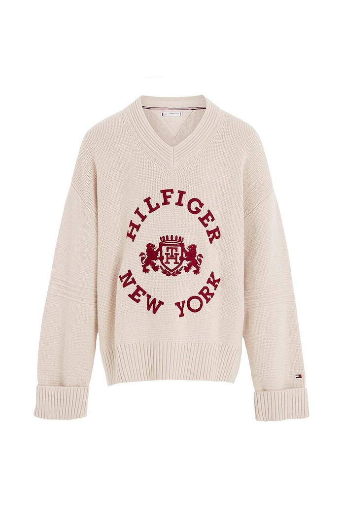 Dječji pamučni pulover Tommy Hilfiger KG0KG07626.128.176.9BYX bež AW23
