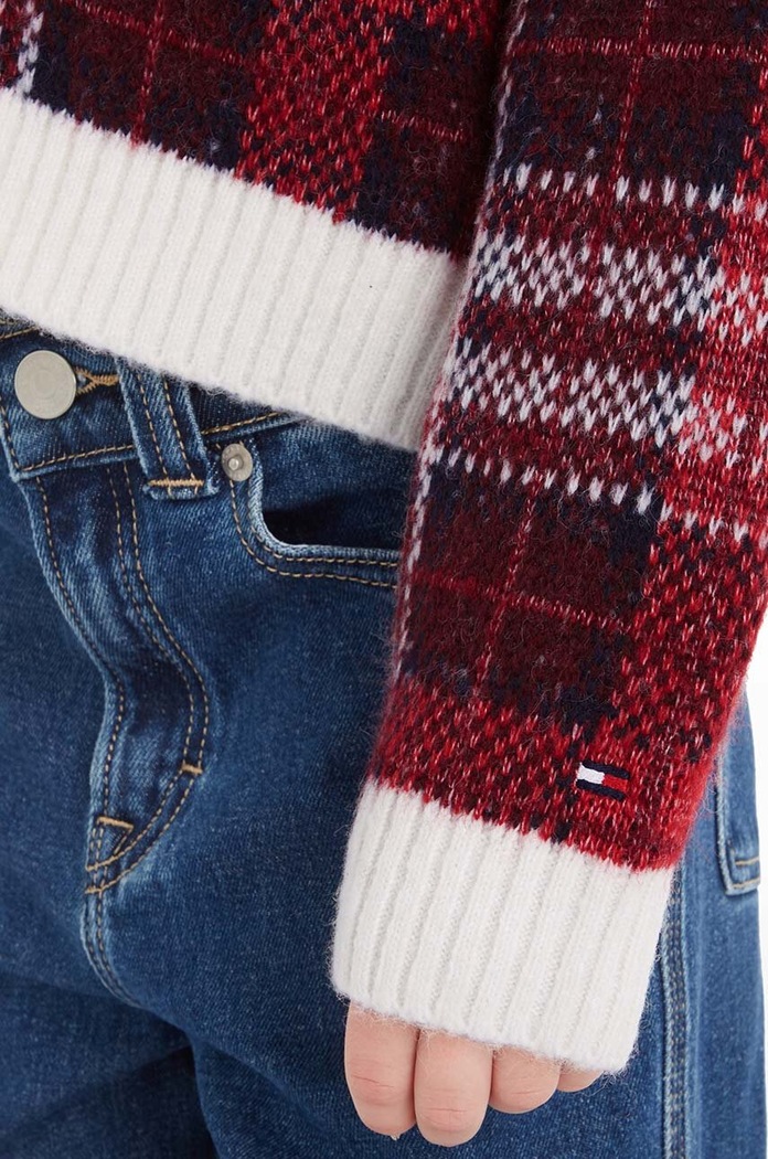 Tommy Hilfiger kardigan z domieszką wełny dziecięcy KG0KG07635.128.176.9BYX czerwony