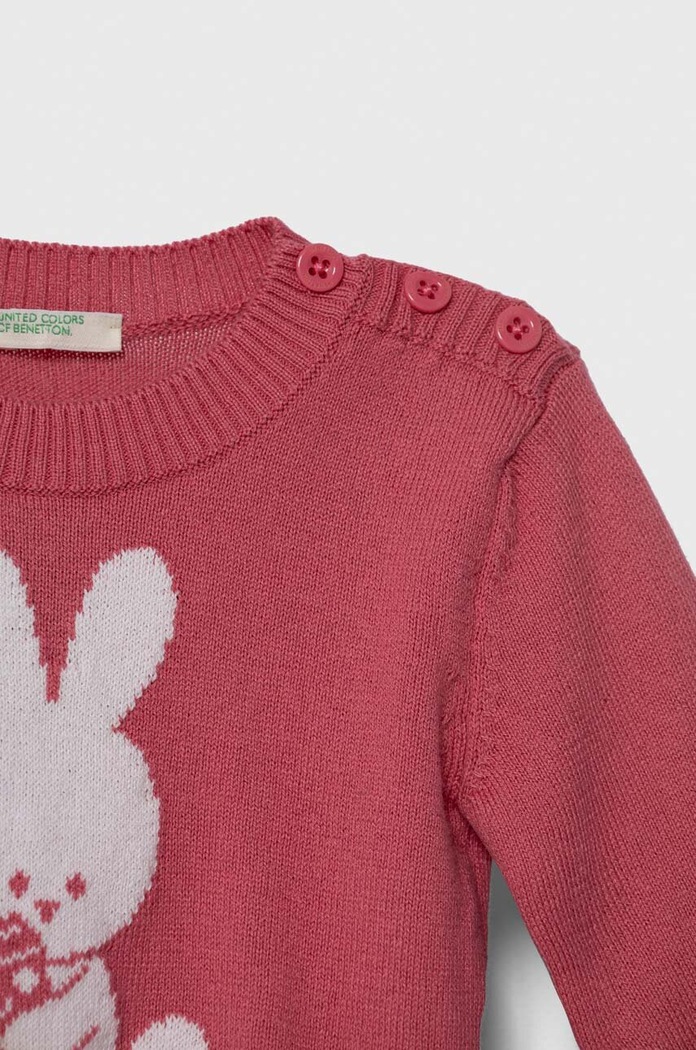 Dziewczynka United Colors of Benetton sweter bawełniany niemowlęcy 102CB100N.W.SEASONAL różowy
