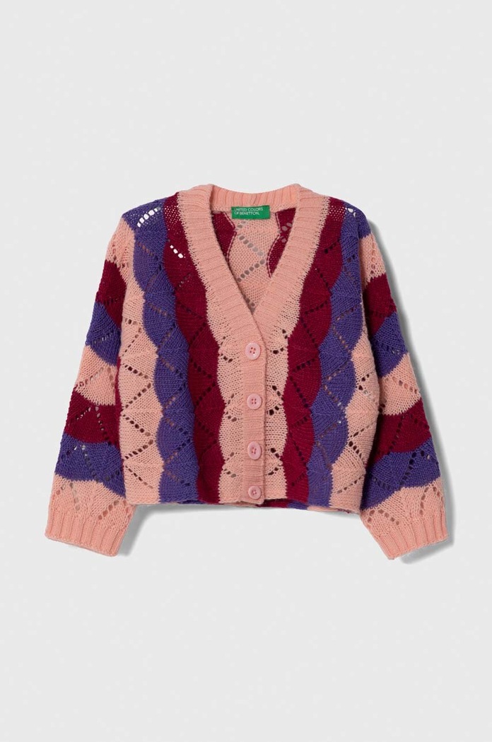 United Colors of Benetton kardigán gyapjú keverékből mintás rózsaszín 1076H6003.P.SEASONAL