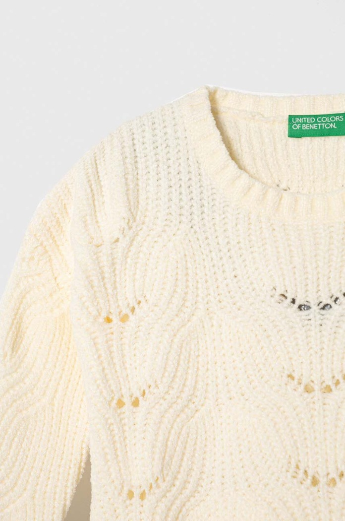 Dziewczynka United Colors of Benetton sweter dziecięcy 16CLG100G.P.SEASONAL beżowy
