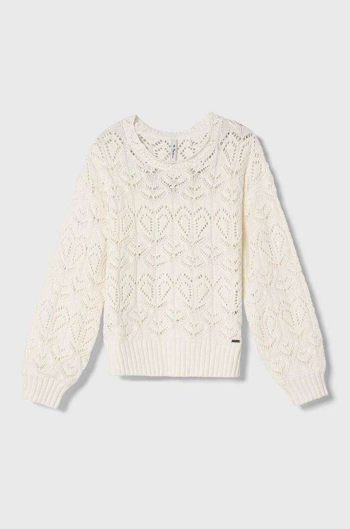 Pepe Jeans pulover de bumbac pentru copii uni alb PG701070