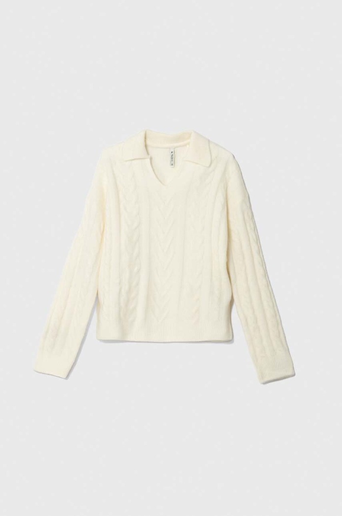 Pepe Jeans sweter z domieszką wełny dziecięcy Renata z domieszką wełny beżowy PG701059