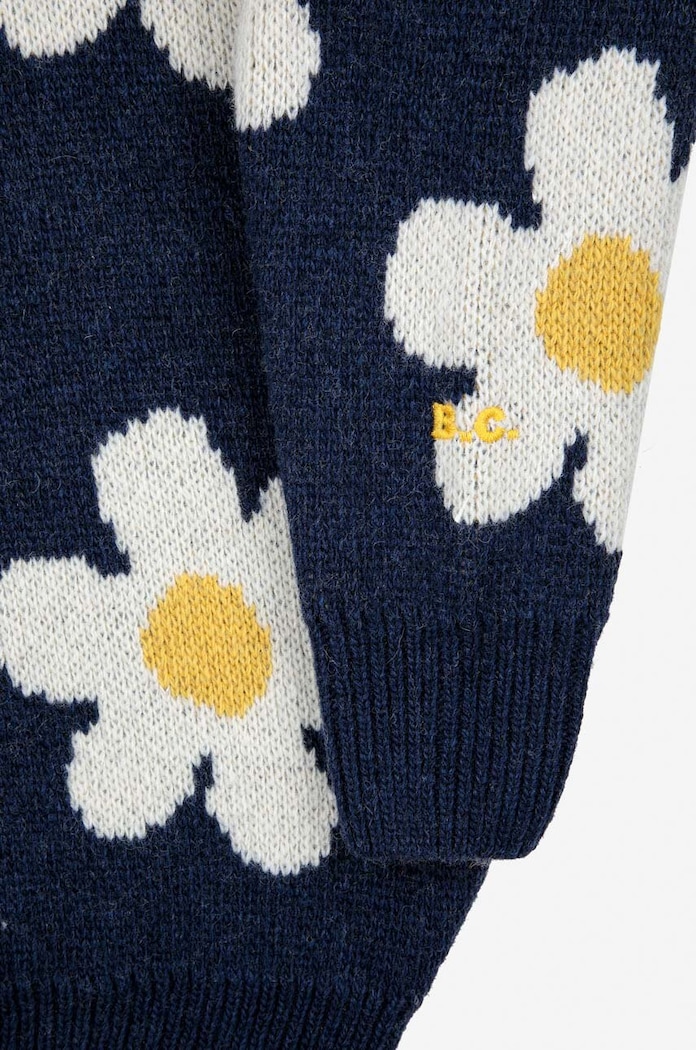 Dziewczynka Bobo Choses Sweter wełniany dziecięcy 223AC114 granatowy
