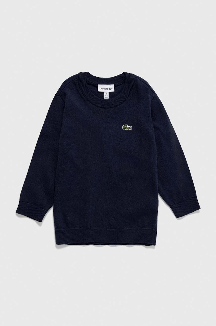 Детски пуловер с вълна Lacoste с вълна тъмносин AJ1121