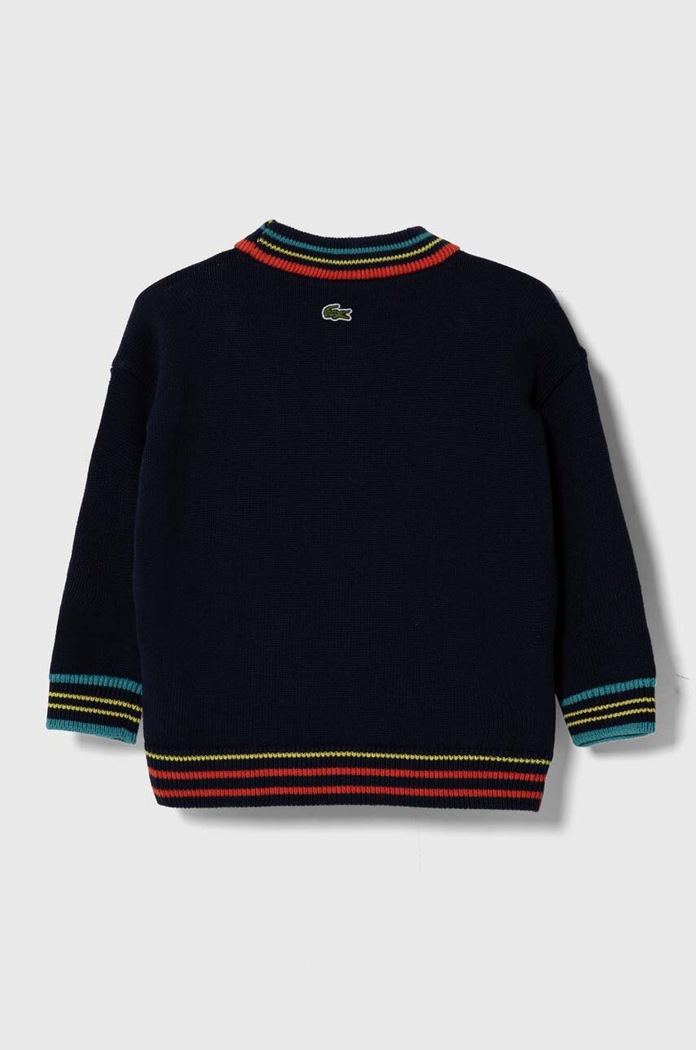 Detský sveter s prímesou vlny Lacoste AJ1201 tmavomodrá AW23