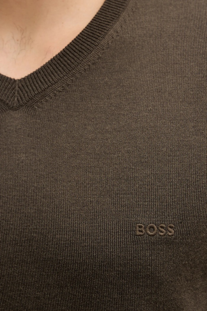 Μάλλινο πουλόβερ BOSS Bashinah 50476363 πράσινο