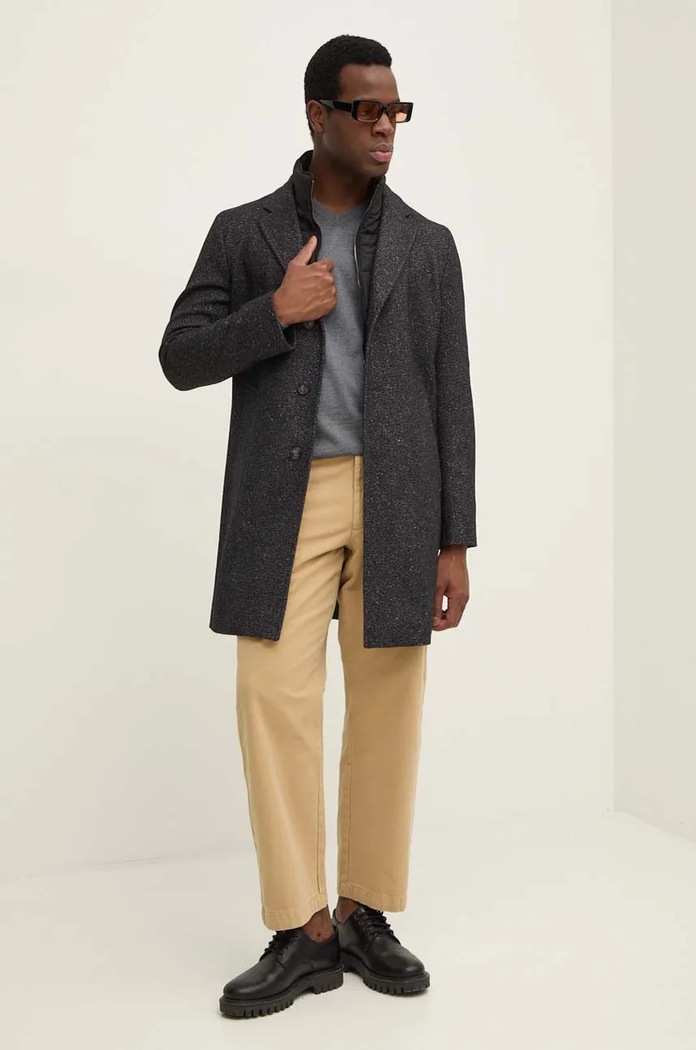 BOSS sweter wełniany Baram-L 50476363 szary AW25