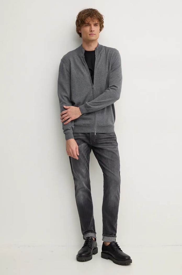 BOSS kardigan wełniany Balonso-L 50476347 szary AW25