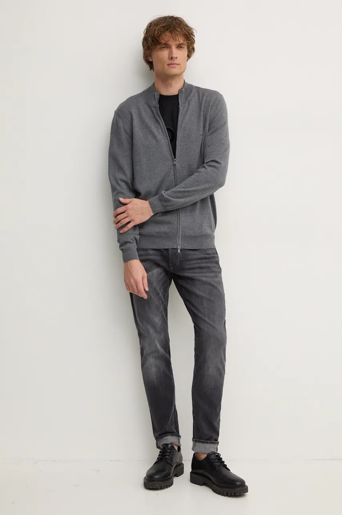 BOSS kardigan wełniany Balonso-L 50476347 szary AW25