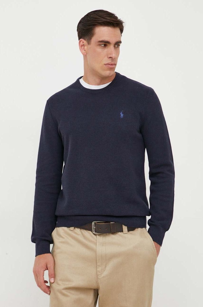 Pamučni pulover Polo Ralph Lauren 710918163 mornarsko plava SS26