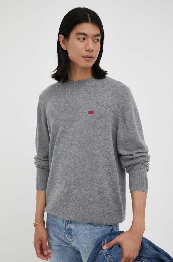 Levi's sweter wełniany wełna szary A4320.0000