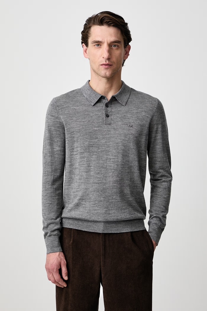 Michael Kors Sweter męski z wełny merino szary CF260727AP