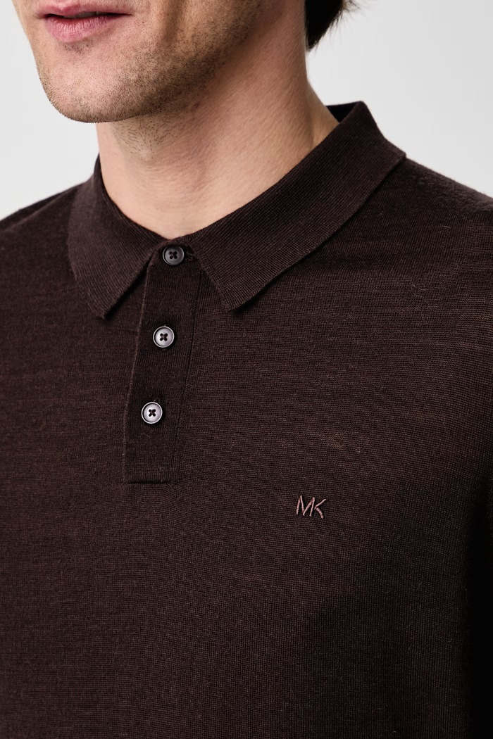 Sweter męski z wełny merino Michael Kors CF260727AP brązowy