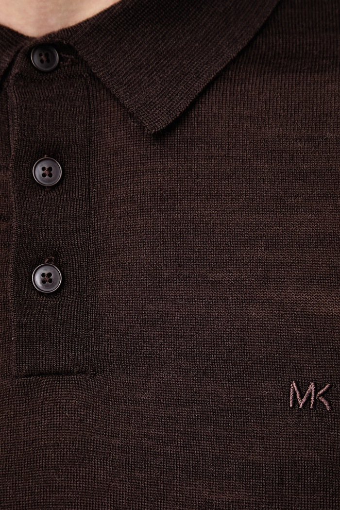 Sweter męski z wełny merino Michael Kors brązowy CF260727AP