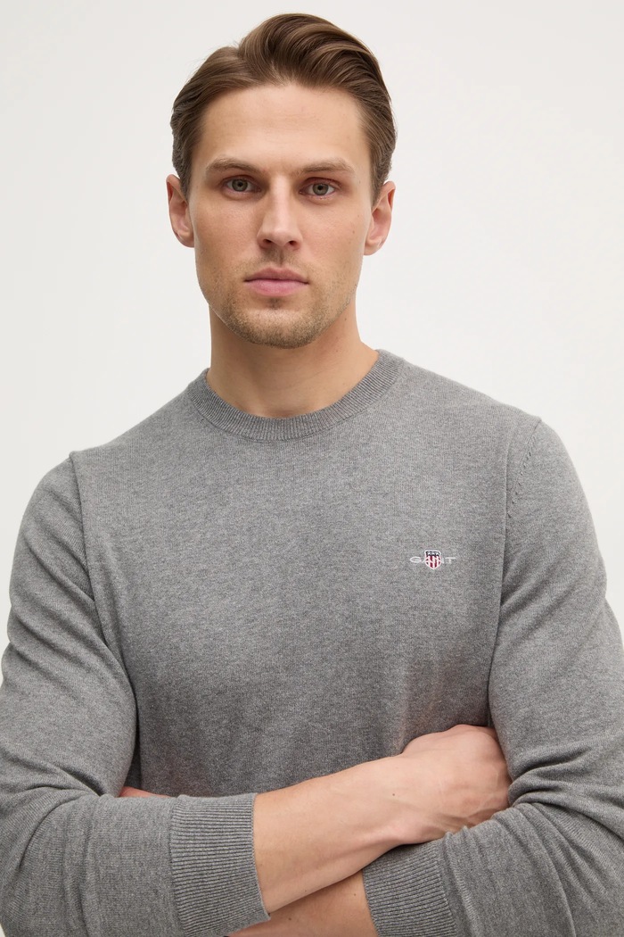 Gant maglione in cotone grigio 8030561
