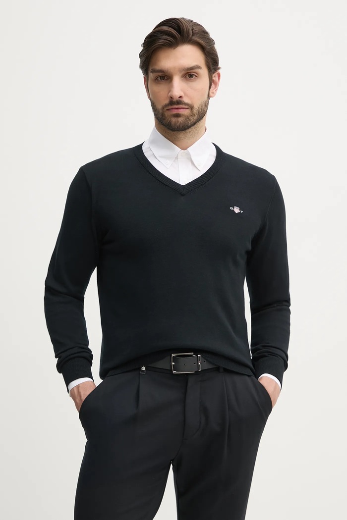 Gant sweter bawełniany bawełna czarny 8030562