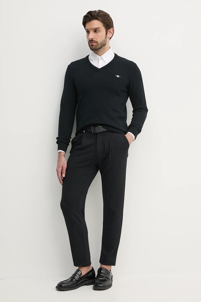 Gant sweter bawełniany 8030562 czarny AW25