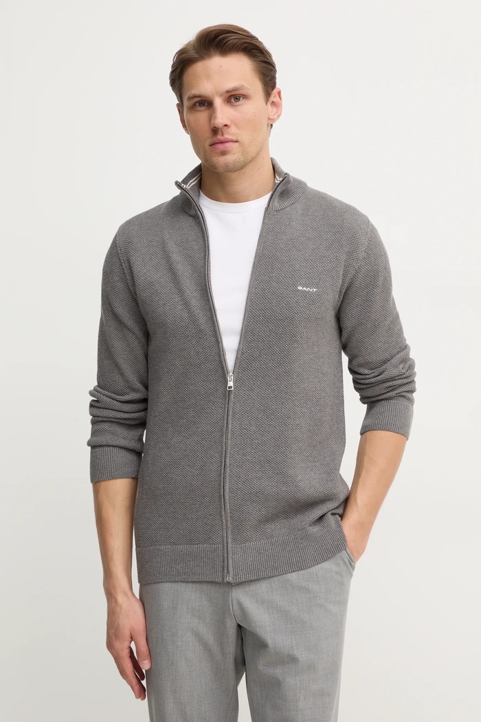 Gant cardigan din bumbac gri 8040524