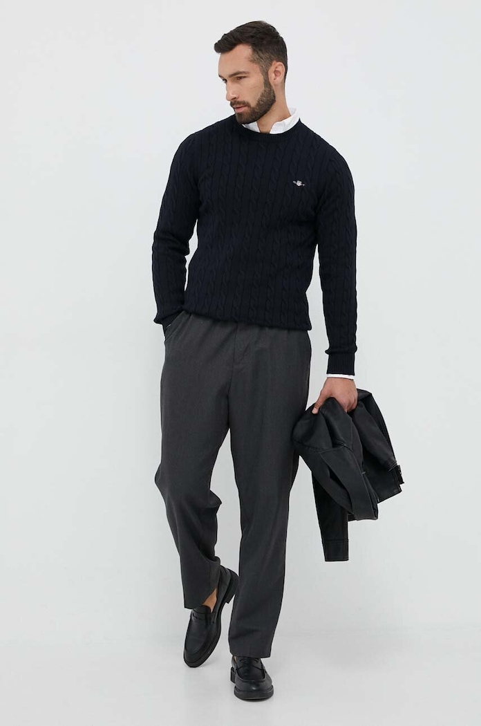 Gant pulover de bumbac 8050601 bleumarin SS24
