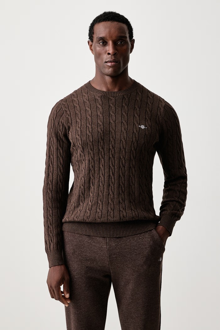 Gant Sweter męski bawełniany brązowy 8050601