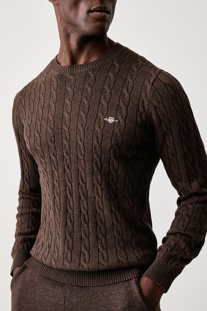 Sweter męski bawełniany Gant 8050601 brązowy
