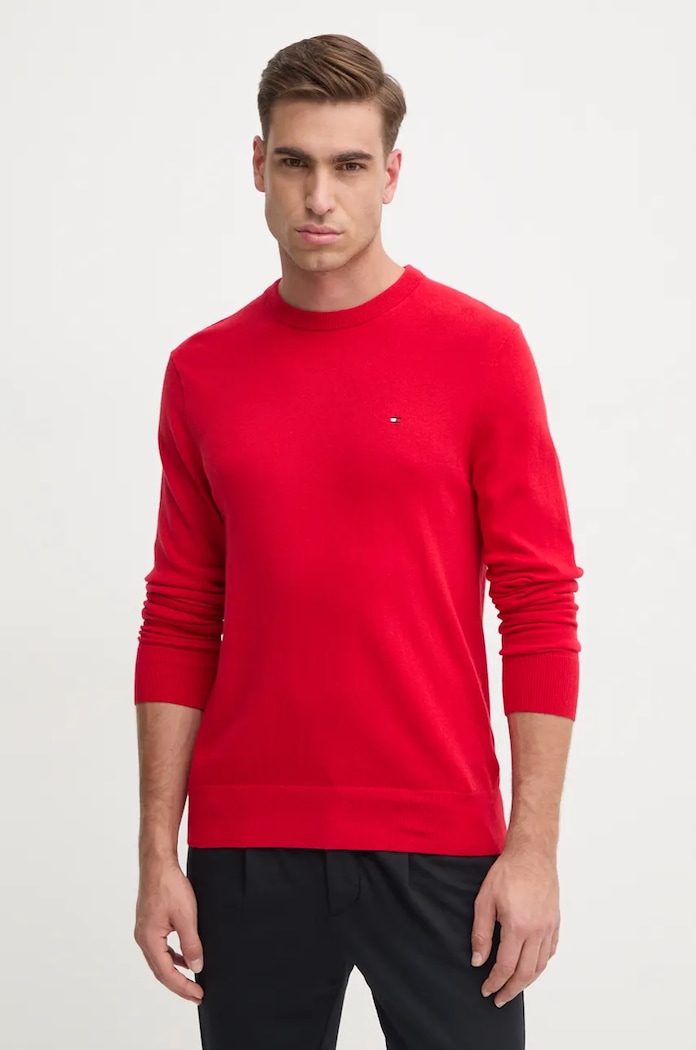 Sveter s prímesou kašmíru Tommy Hilfiger červená MW0MW28046