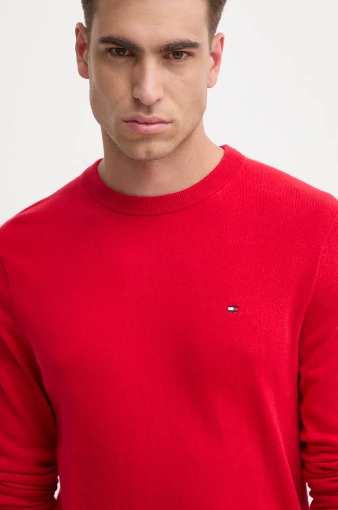 Sveter s prímesou kašmíru Tommy Hilfiger červená MW0MW28046