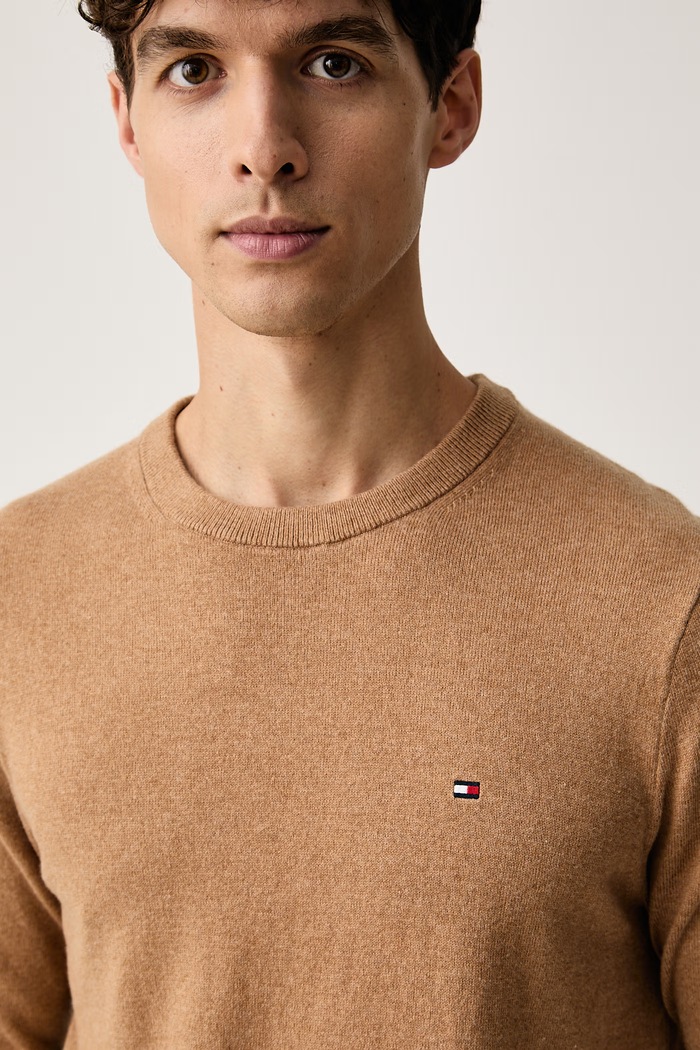 Tommy Hilfiger pulover za muškarce s dodatkom kašmira bež MW0MW28046