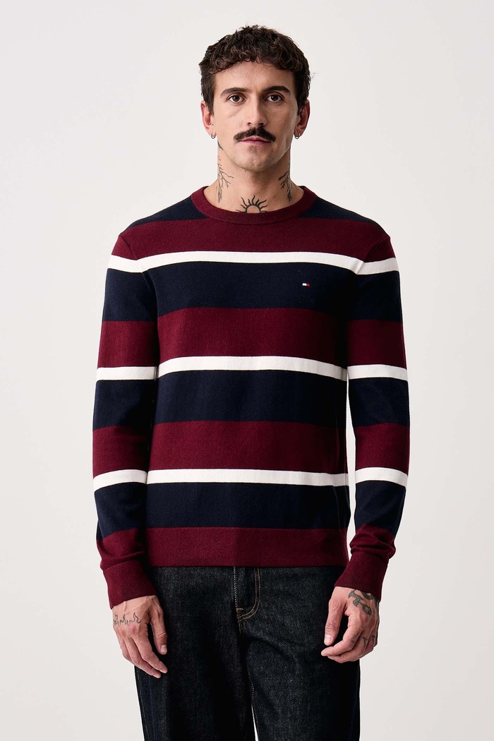 Tommy Hilfiger Sweter męski z dodatkiem kaszmiru bordowy MW0MW28046