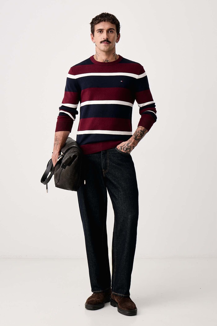 Tommy Hilfiger Sweter męski z dodatkiem kaszmiru MW0MW28046 bordowy AW25