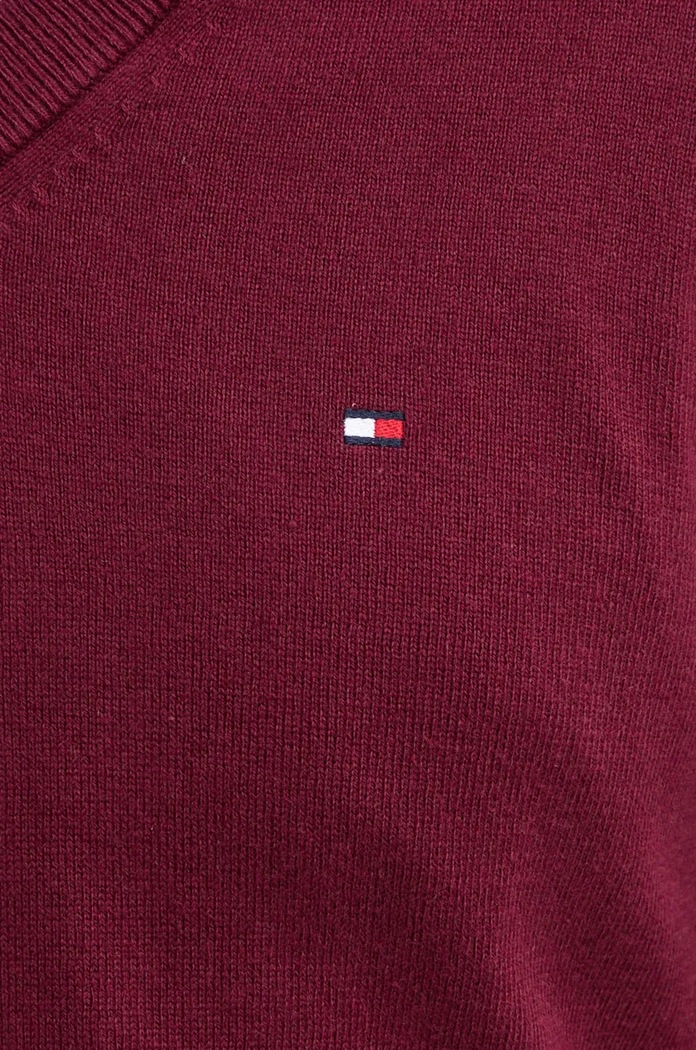 Tommy Hilfiger pulover din amestec de casmir MW0MW28047 burgundia