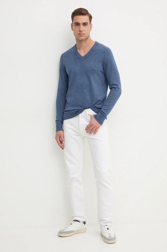 Svetr s příměsí kašmíru Tommy Hilfiger MW0MW28047 modrá SS24