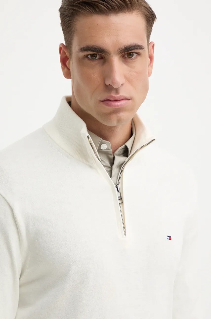Svetr s příměsí kašmíru Tommy Hilfiger béžová MW0MW28049