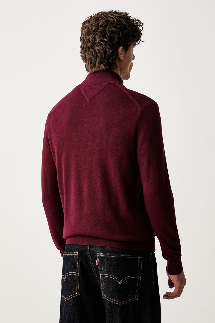 Odzież Tommy Hilfiger sweter rozpinany męski z bawełną MW0MW28050 bordowy